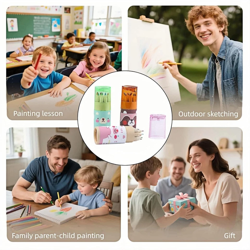 3-Pack Mini Portable Colored Pencils Set – 12 Colors Each (36 Total) with Built- - Image 4 of 4