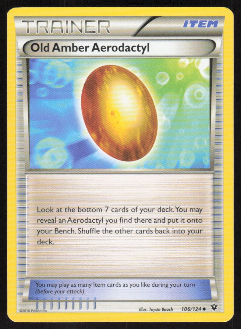 Pokemon Old Amber Aerodactyl Uncommon 106/124 XY - Fates Collide LP