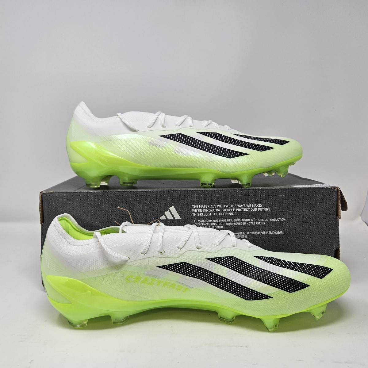 Men's Adidas X Crazyfast.1 FG 'White/Green' Soccer Cleats / HQ4516
