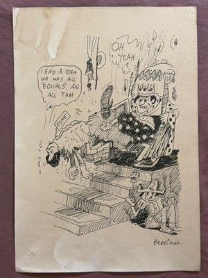 George Herriman painting drawing on old paper signed stamped