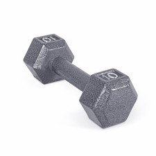Barbell Cast Iron Hex Dumbbell, Single, 10 lb