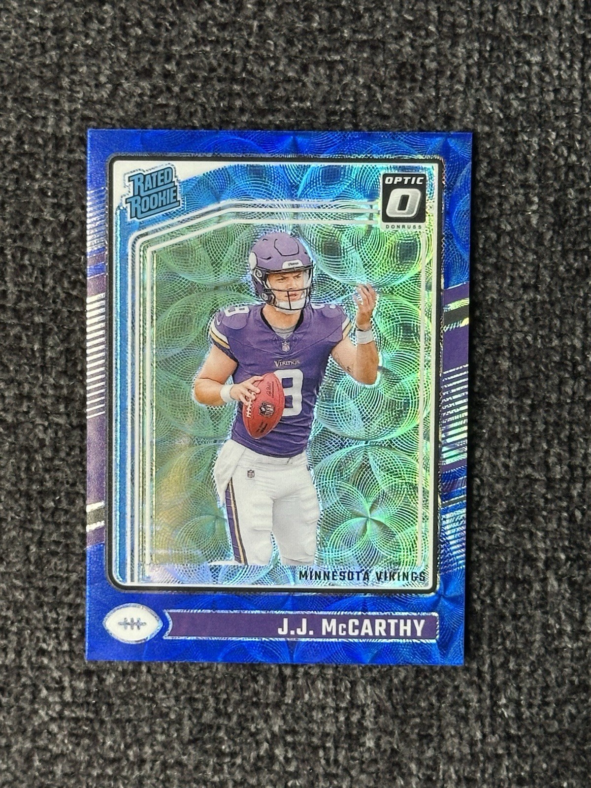 2024 Panini Donruss Optic - Rated Rookie J.J. McCarthy #235 Blue Scope Prizm...