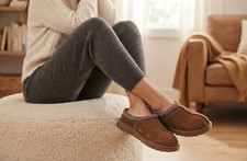 UGG Tasman II Chestnut Brown Suede Slip On Slippers Big Kids 4 Womens 6 Cozy