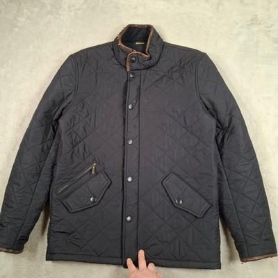 Barbour Steppjacke Herren Small Schwarz Powell Zip Snap Mantel Freizeit Outdoor Wandern