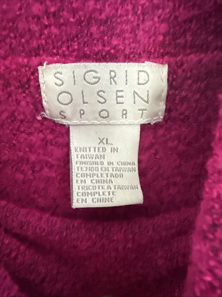 Suéter Sigrid Olsen Sport Talla XL Frambuesa Borgoña Cuello Alto Manga Larga Foto 3 de 4