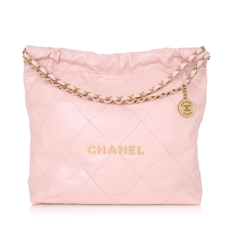 Chanel 22 Medium Tutu Bag Pink Calfskin Chain Shoulder AS3261 Authentic