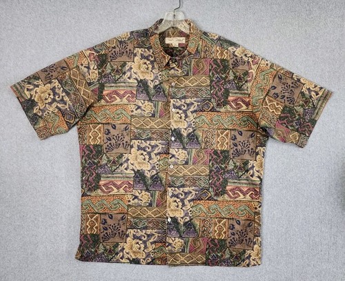 Tori Richard Herren Hemd Größe Large Hawaii Camp Baumwolle Blumen Angeln