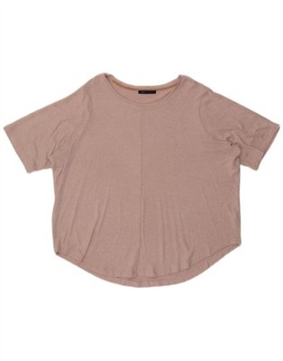 Marks & Spencer Damen Oversize T-Shirt Oberteil UK 24 4XL Rosa Gefleckt Viskose DU30