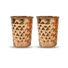 Set Of 2 100% Copper Drinking Glass Cup Tumbler Mug 300 ml Ayurveda Health yoga.