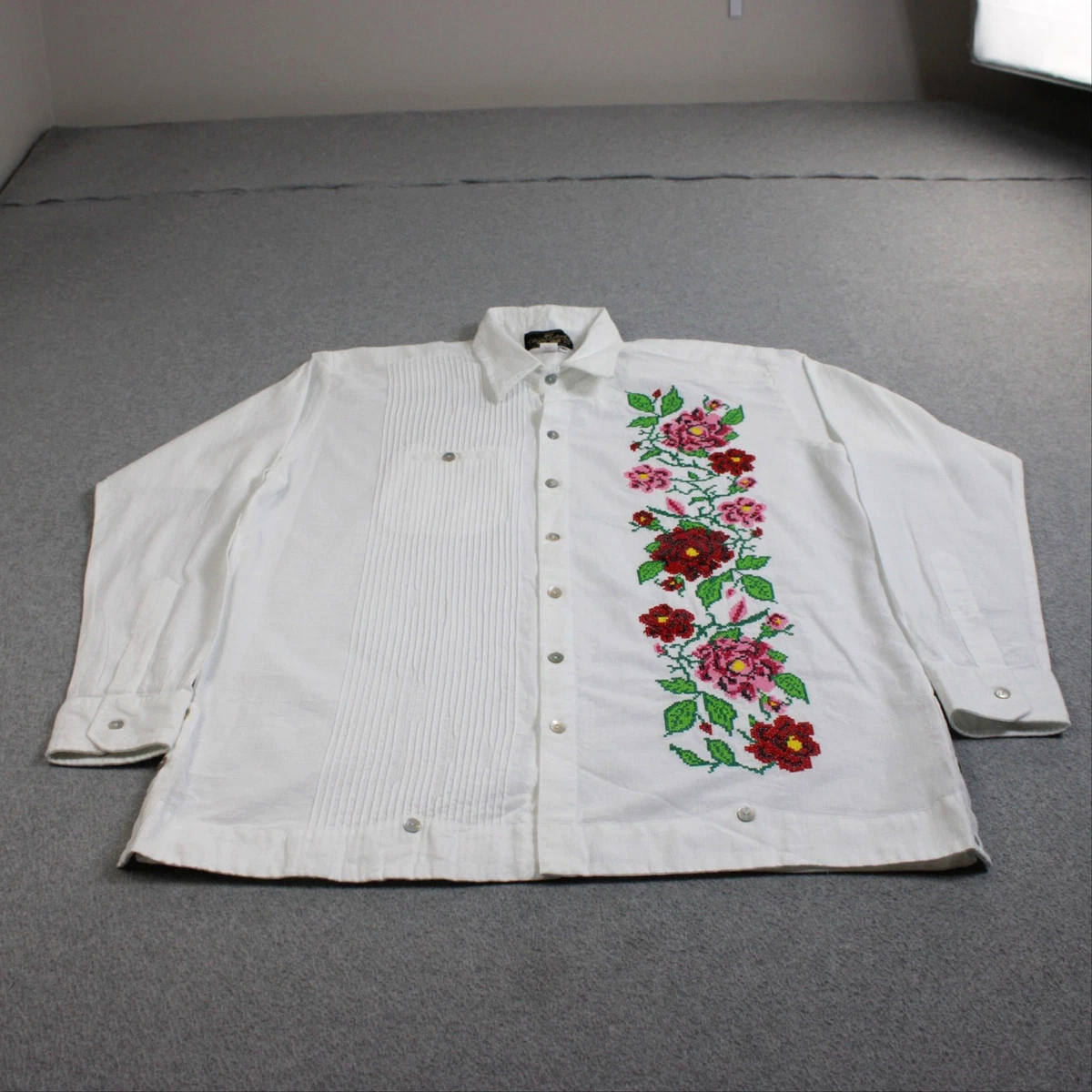 Embroidered Flower Casual Button-Down Shirts for Men | eBay