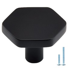 12-Pack Black Cabinet Knobs for Dresser Drawers, 1-1/4 inch Hexagon Knobs for...