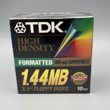 10 TDK High Density 3.5" 1.44 MB Formatted Floppy Disks  IBM and Compatible NEW
