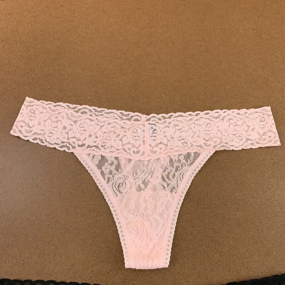 Felina 女式 L/XL 码黑色粉红色蕾丝低腰丁字裤内裤 2 件全新 — 第 2/4 张图片