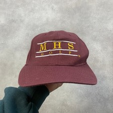 Vintage Baseball Cap Mens L-XL MHS Golf FlexFit Fitted Hat, Burgundy Red