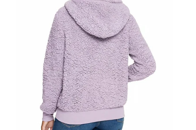 NUEVO CON ETIQUETAS Andrew Marc Teddy Polar Chaqueta con Capucha S Púrpura Cremallera Completa Sherpa Acogedora Cálida Foto 2 de 4