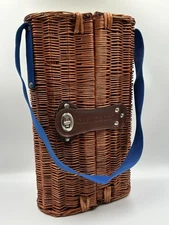 Grey Goose Wicker Picnic Basket for Bottle and Glasses Storage with Carry Strap