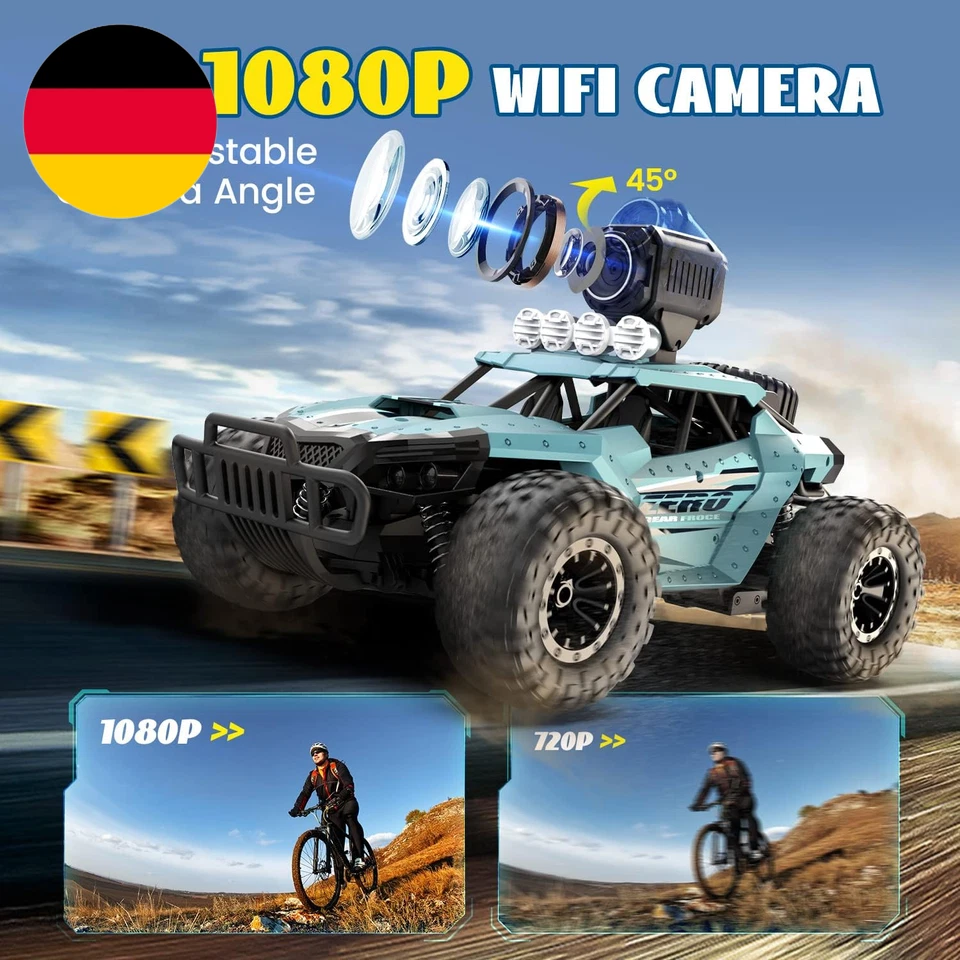 DEERC Ferngesteuertes Auto 1:16 RC Truck Mit 1080P Kamera Foto Wifi Übertragung  - Bild 2 von 4