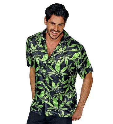 Hawaiihemd Hanf grün schwarz Verkleidung Kostüm Karneval Mottoparty Junggesellen - Bild 1 von 3