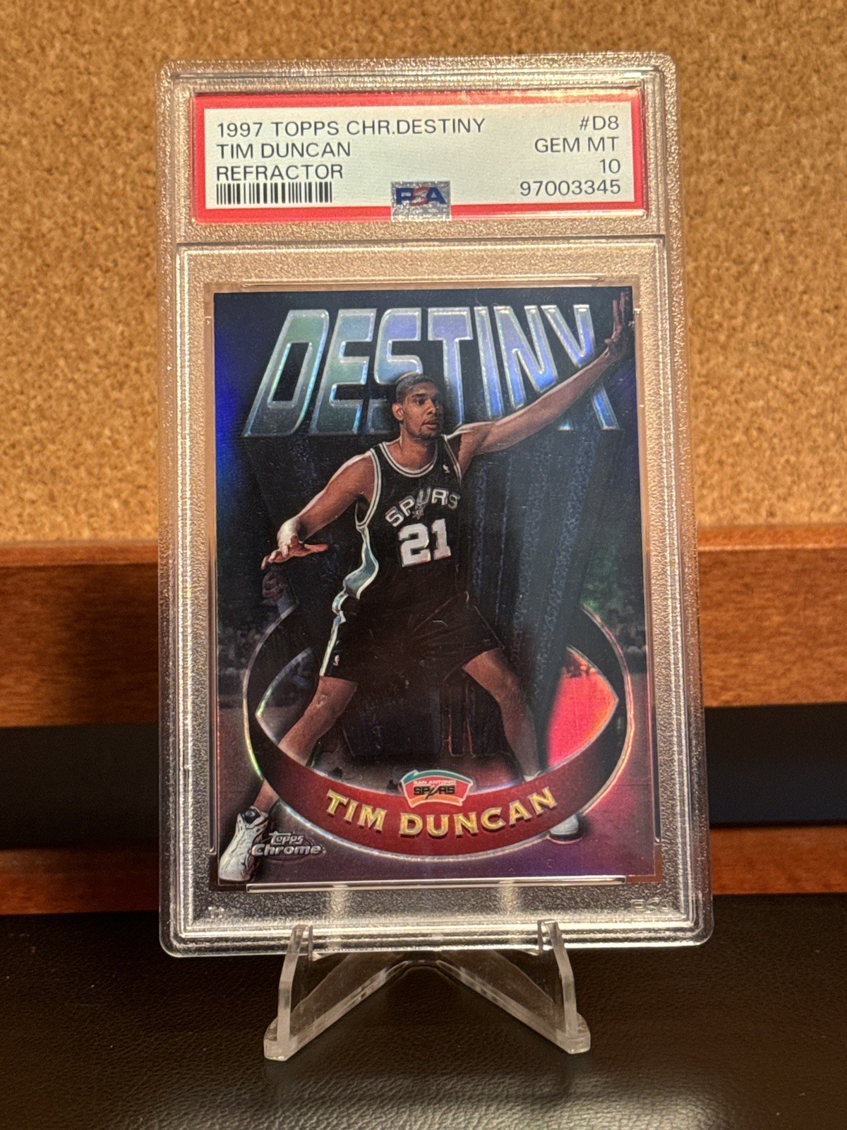 TIM DUNCAN 1997-98 TOPPS CHROME DESTINY ROOKIE REFRACTOR PSA 10 SP SSP RARE RC