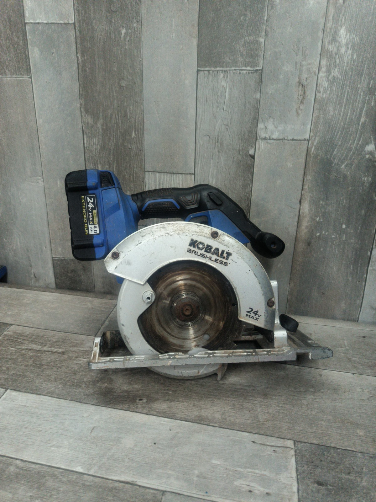 KOBALT 24v Circular Saw KCS 6524B-03 W/ 4ah Ext Run Battery & Charger Tested