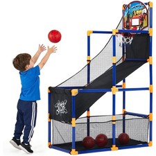 Basketball Arcade Game Set w/ 4 Balls Indoor Outdoor Basketball Hoop Toy