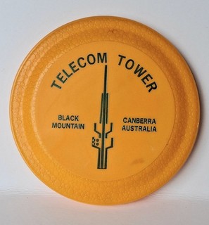 Vintage Telecom Tower Australia WHIRLEY Yellow Plastic Flying Disc 1980s