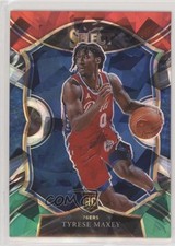 2020 Panini Select Concourse Red White Green Cracked Ice Prizm Tyrese Maxey 02ez