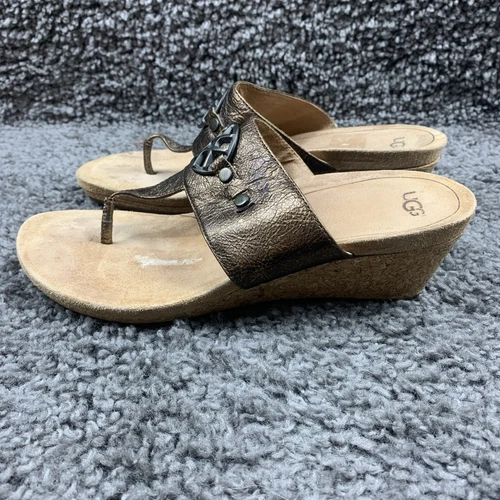 Sandali con zeppa UGG donna 9 scarpe stringate in pelle bronzo
