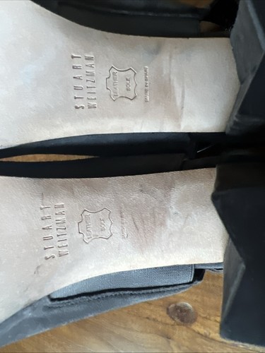 Stuart Weitzman marron daim cuir tête clous talons écharpe bout ouvert - Photo 8/14