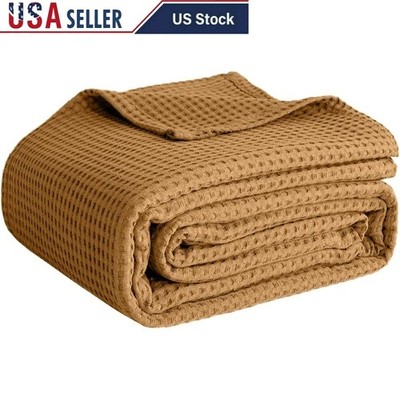 Lightweight Cotton Waffle Weave Blanket Perfect All Seasons Cozy Home Decor New