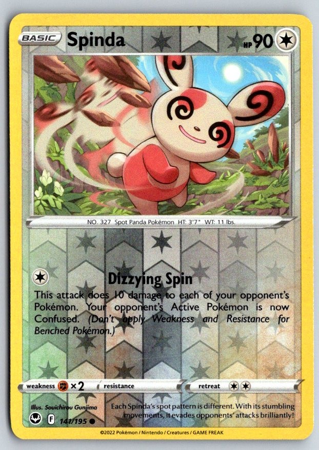 Spinda 141/195 Common Silver Tempest Pokemon Reverse Holo Near Mint