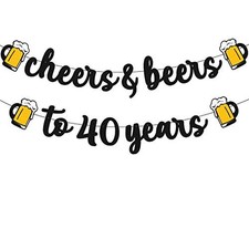 40 Birthday Banner Cheers to 40 Years Decorations for Men Women Him Her Happy...