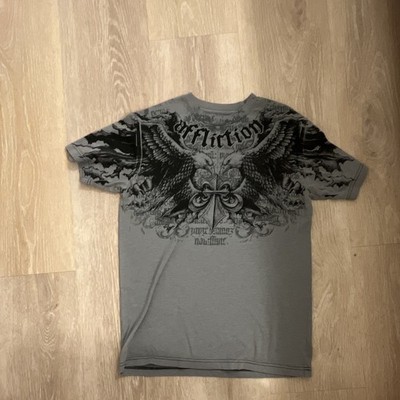 Affliction Live Fast Men's Gray Eagle Graphic Crew Neck Cotton Tee 3XL