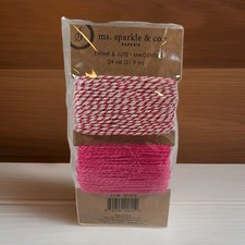 New Ms. Sparkle  Co. Twine  Jute 24 yds Magenta Pink White Crafting
