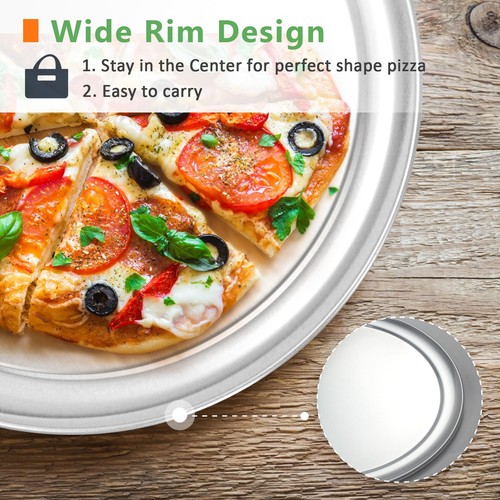 Wide Rim Pizza Pan, Aluminum Pizza Tray, Restaurant-Grade Baking Trays Coupe ... - Picture 4 of 7