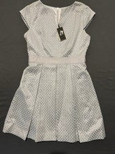 Ted Baker London Dress Womens 4 Powder Blue Denai Jacquard Fit Flare *
