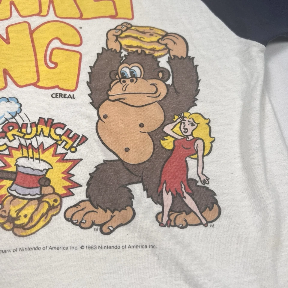Camisa De Colección Nintendo Donkey Kong Crunch Cereal Promo 1983 Manga 3/4 Mediana Foto 4 de 4