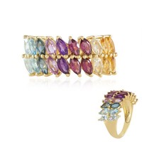 Cavill Ring Damen Sterlingsilber Vergoldet 2,95Ct Amethyst Topas- Echtschmuck