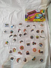 VINTAGE 1980's RAINBOW PUFFY STICKERS Lot Of 38 Pride Puff Collection W/Box