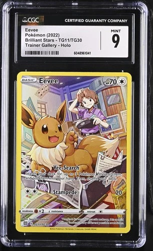Eevee TG11/TG30 Pokémon Swsh09 Brilliant Stars Trainer Gallery Holo [CGC 9 Mint]