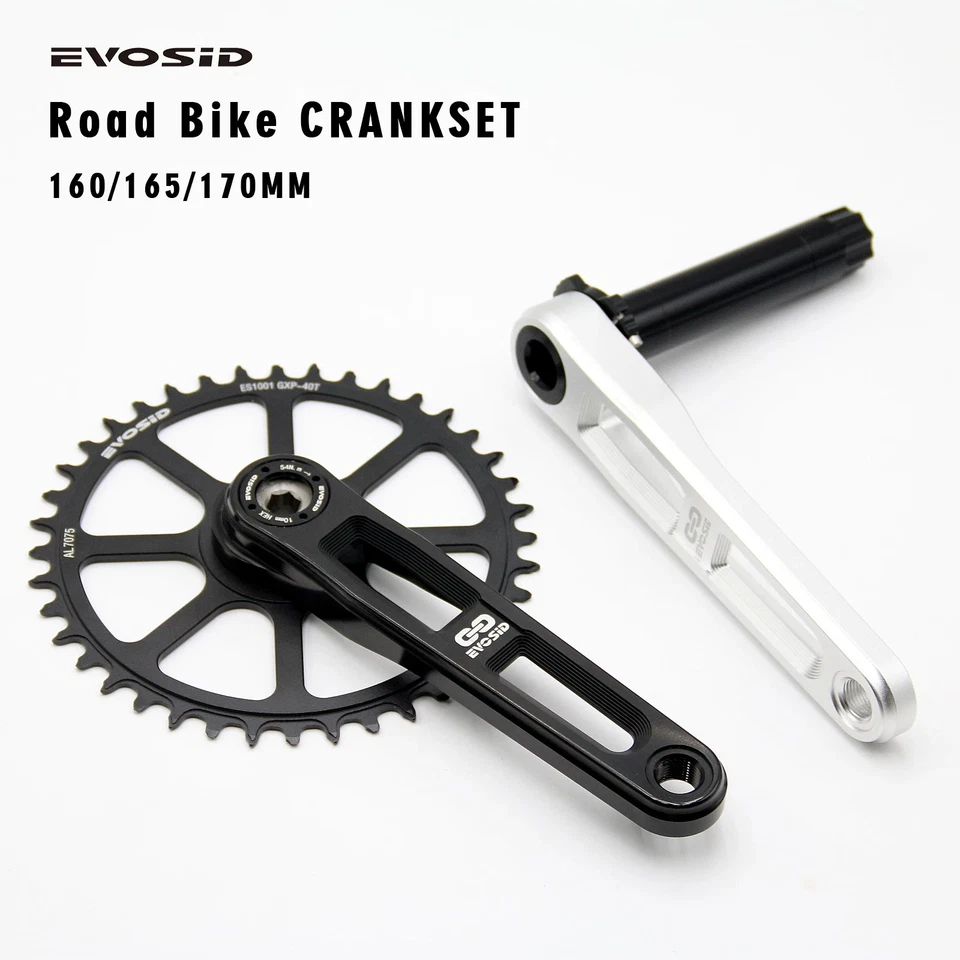 Juego de bielas para bicicleta de carretera 160/165/170 mm grava bicicleta manivela montaje directo de 3 clavos Foto 2 de 4