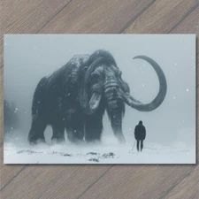 4x6"  Woolly Mammoth Elephant Snowy Weird Vibe Strange Unusual Creepy Human