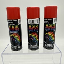 Lot Of 3 Cans Temporary Red Hair Color Spray In On Shampoo Out 3oz Ea Costume