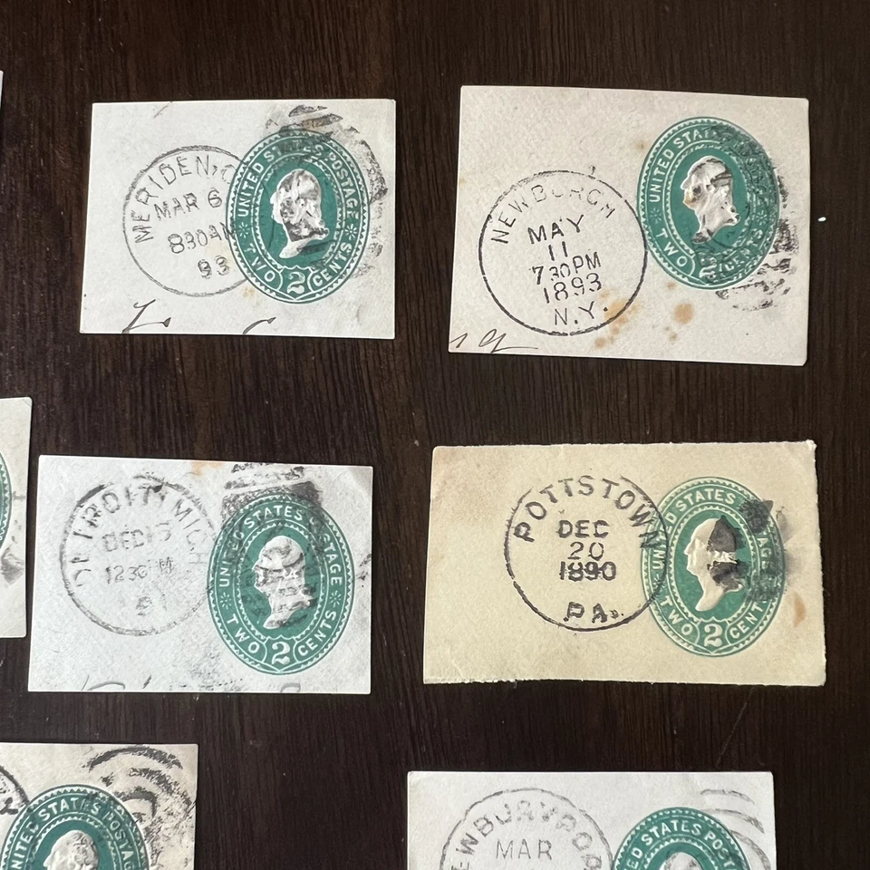 INTERESTING LOT OF 15 U.S. CUT SQUARE STAMPS ALL DIFFERENT CANCELS #1 - Image 4 of 4