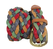 The Limited BRAIDED MULTICOLOR REAL LEATHER 1.25"Wd DRESS CASUAL BELT Sz M I66