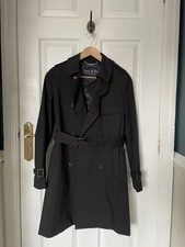 Womens Jack Wills Lined Black Trench Coat With Belt Size Uk 6