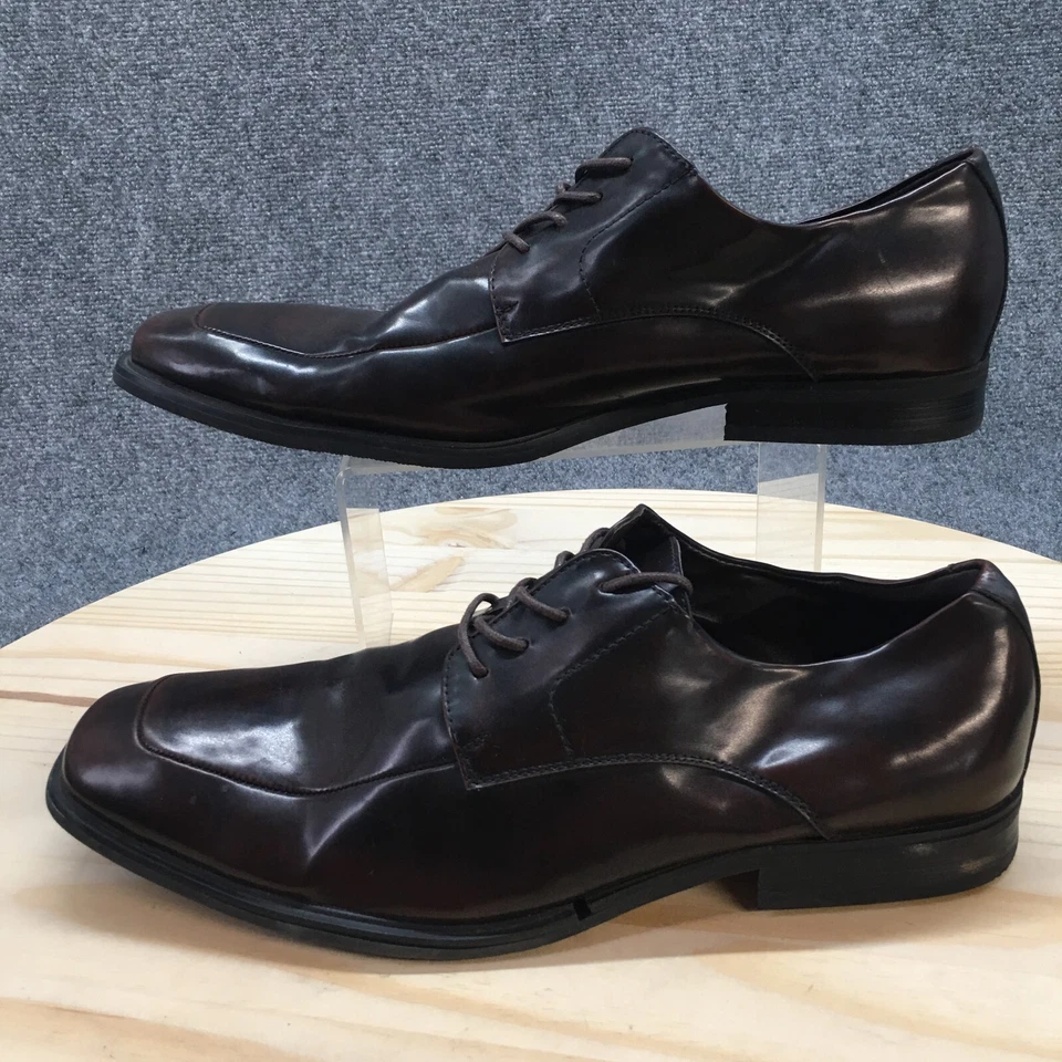 Kenneth Cole Reaction Zapatos Para Hombres 12 Slater Oxord Marrón Imitación Cuero Puntera Cuadrada Foto 2 de 4