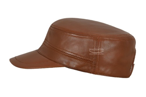 Mens Castro Cap Dark Tan Genuine 