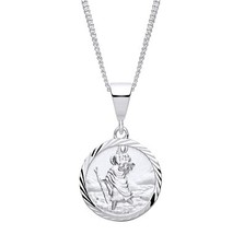 925 Sterling Silver St Cristopher Pendant 16 18 20 inch Chain Necklace D/C