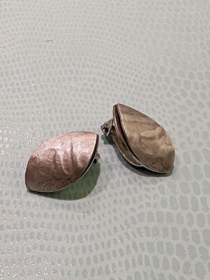 Tezer Earrings Leaf Effect 925 Silver Satin Finish Unisex Women Jewelry